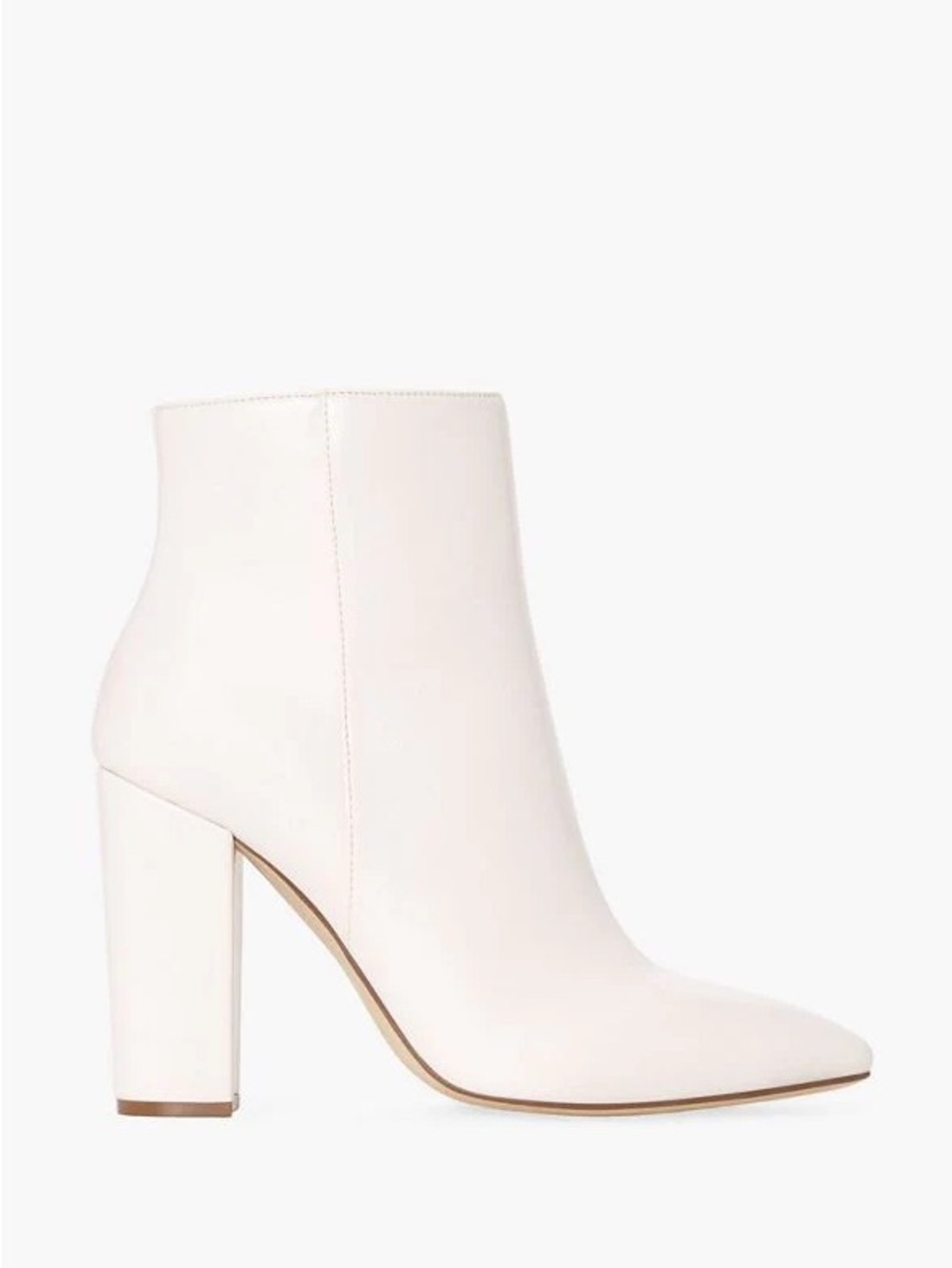 JustFab White Pointed Toe Ankle Booties with Block Heel